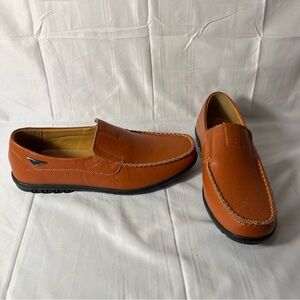 Go Tour Brown Leather Slip On Casual Shoes Mens Size 9 Loafers